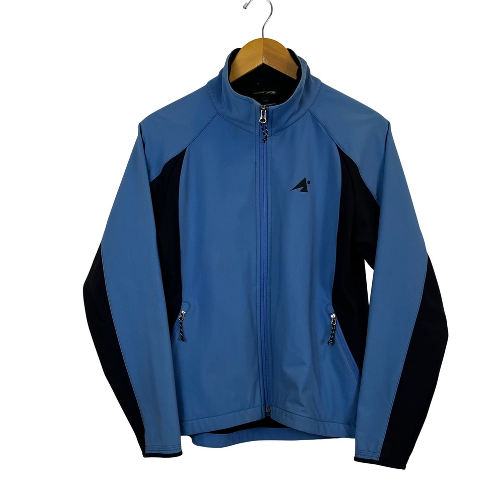 Eastern Mountain Sports EMS Blue Black Softshell Full Zip Jacket Size M (O688)
